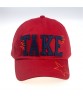 Cd059 High Quality Embroidery 6 Panel Two Tone Red Unstructured Dad Cap