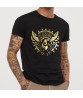 Golden Hot Stamping Film Bird Totem Logo Cotton Half Sleeve O-Neck Tops T Shirts for Men