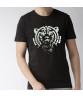 Brushed Lase Hot Stamping Film Silver Tiger Logo Cotton Half Sleeve O-Neck Tops T Shirts for Men