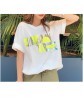 T-Shirt for Women Cotton Short Sleeve O-Neck Tops Tees Shirts Lase Bronzing DREAM TRUE Letter Lemon Yellow Logo