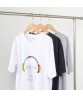 Colorful Headphone Pattern Laser Silver Film Music Logo Cotton Short Sleeve O-Neck Tops T Shirts