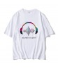 New Style Colorful Headphone Pattern Music Logo T-Shirt Cotton Short Sleeve O-Neck Tops White T Shirts