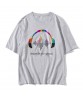 New Style Colorful Headphone Pattern Music Logo T-Shirt Cotton Short Sleeve O-Neck Tops White T Shirts