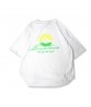 Mountain Letter Lemon Yellow Colorblock Logo T-Shirt Cotton Short Sleeve O-Neck Tops Tees Shirts