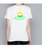 Mountain Letter Lemon Yellow Colorblock Logo T-Shirt Cotton Short Sleeve O-Neck Tops Tees Shirts