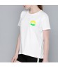 Mountain Letter Lemon Yellow Colorblock Logo T-Shirt Cotton Short Sleeve O-Neck Tops Tees Shirts