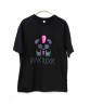 Summer Vogue Popular Hip-Hop Punk Style Reflective Rainbow Pattern Disco Half Sleeve Black T-Shirt Anime Funny