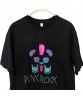 Summer Vogue Popular Hip-Hop Punk Style Reflective Rainbow Pattern Disco Half Sleeve Black T-Shirt Anime Funny