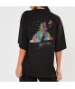 Fashion Reflective Pattern Cotton Short Sleeve Loose Oversized White Unicorn Rainbow T Shirt Femme