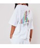 Fashion Reflective Pattern Cotton Short Sleeve Loose Oversized White Unicorn Rainbow T Shirt Femme